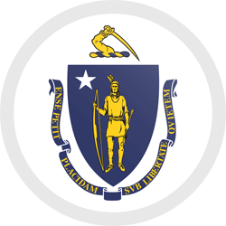 Flag of Massachusetts - Button Round
