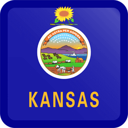 Flag of Kansas - Button Square