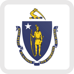 Flag of Massachusetts - Button Square