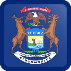 Flag of Michigan - Button Square