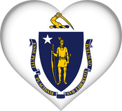 Flag of Massachusetts - Heart 3D