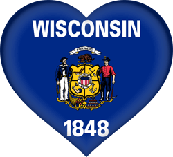 Flag of Wisconsin - Heart 3D